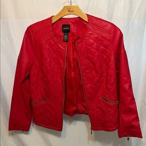 Lane Bryant Red zip up Faux Leather Jacket size 14/16
